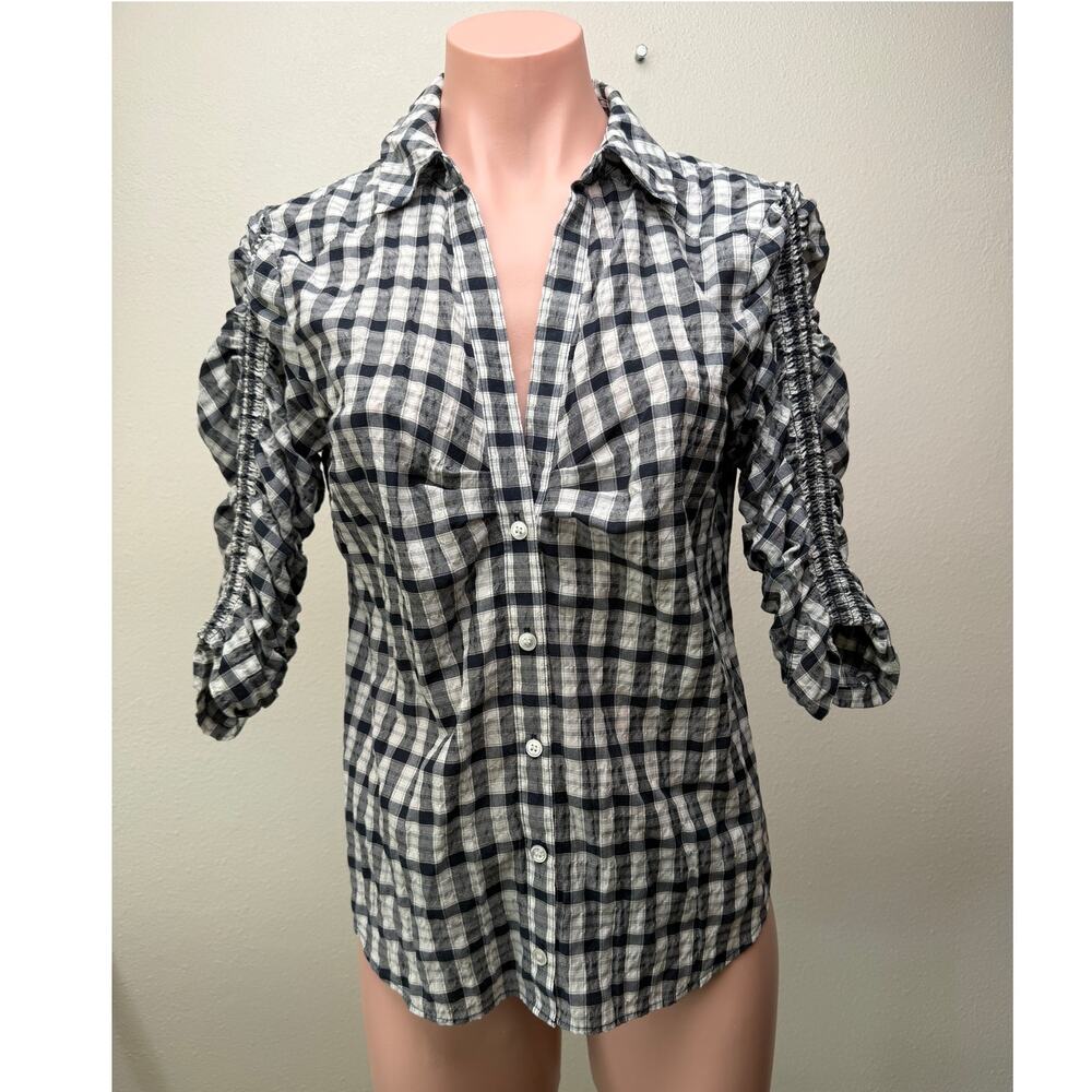 Veronica Beard Black White Ruched Shirt Women S